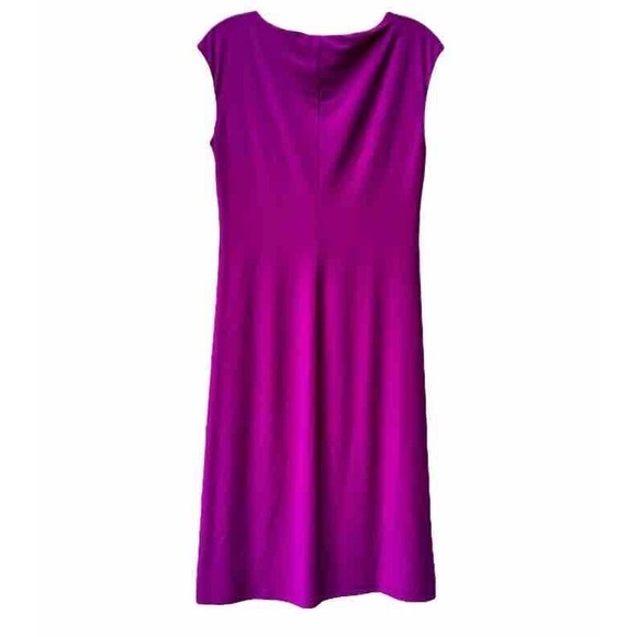 ❌SOLD❌Lauren Ralph Lauren Bright Magenta Pink Cowl Neck Ruched  Dress Size 8 - Picture 7 of 15